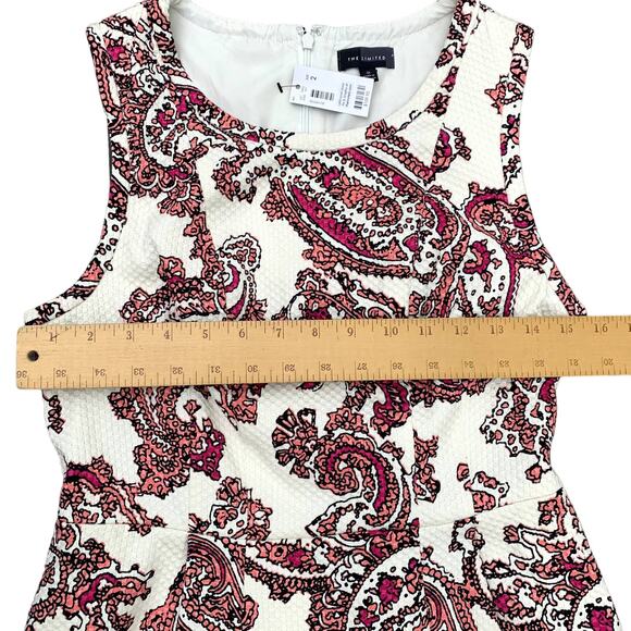 The Limited Fit Flare White Pink Paisley Sleeveless Dress NEW 2 - Picture 7 of 7